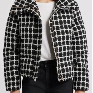 ✨ BCBG Black & White Tweed Quilted Puffer Jacket✨